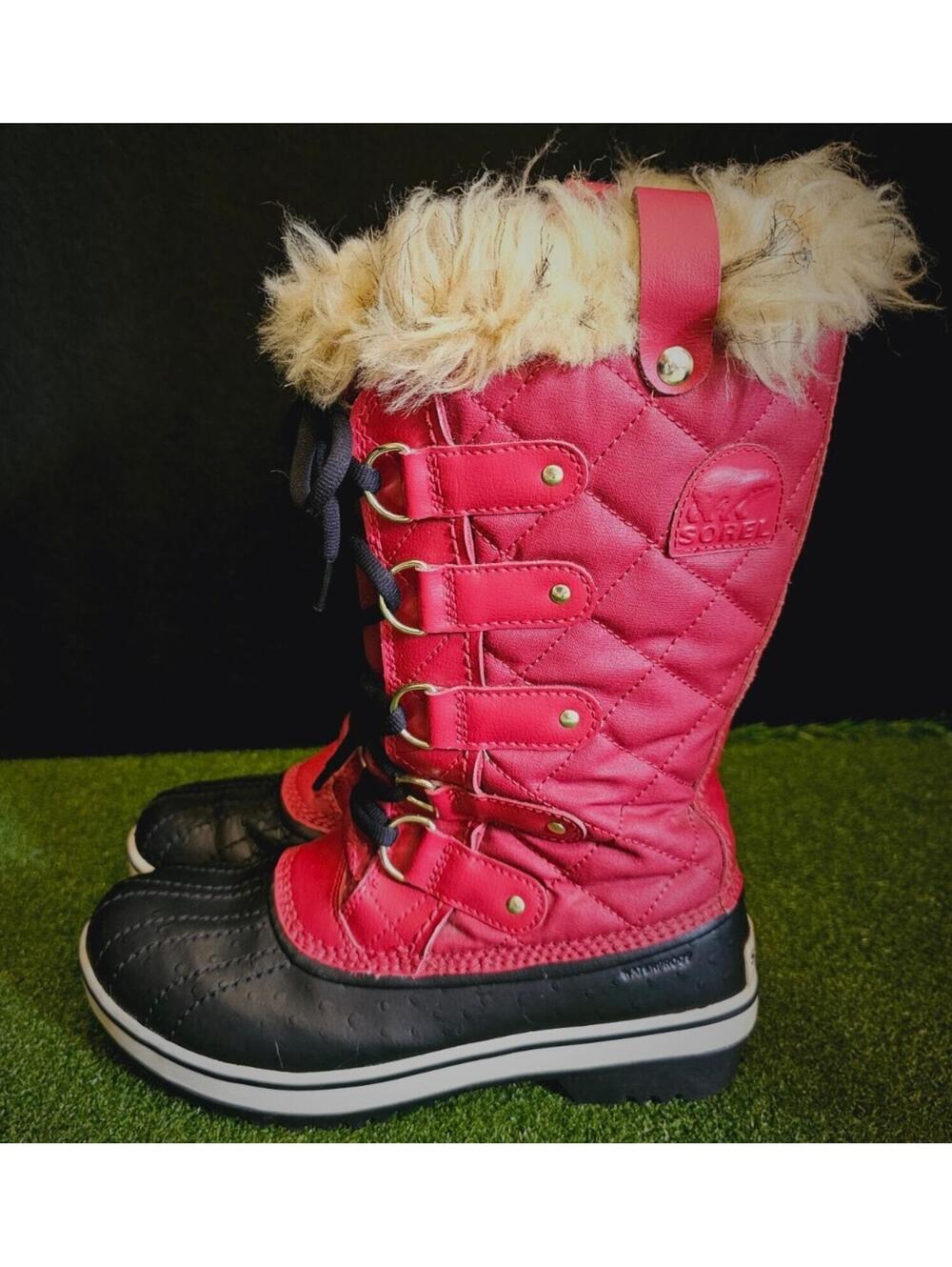 Sorel Tofino II Red Black Waterproof Insulated Winter Boots Size Women's 6.5